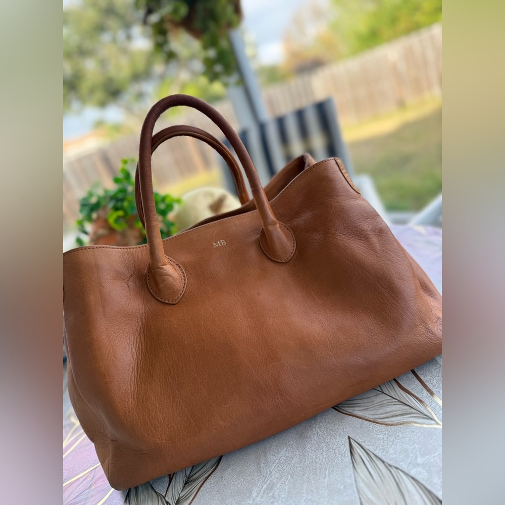 Mark & Graham Tan Leather Elisabetta Slouch Leather Tote Bag Made in Italy 🇮🇹 - Picture 5 of 12